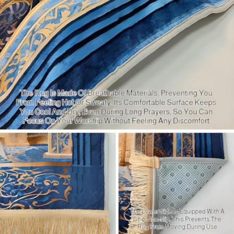 8cm Thick Velvet Prayer Mat for Men Women Extra Soft Kneeling Cushion for Salah, Worship and Meditation, Non-Slip Padded Prayer Rug for Home, Mosque or Travel, 70x110cm - Image 3