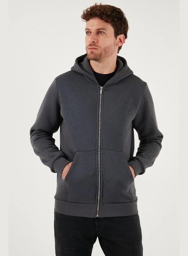 Buratti  Buratti Regular Fit Hooded Zippered Furry Soft Coated Winter Sweat Men's SWEAT 5905340 for Men | Best Price UAE
