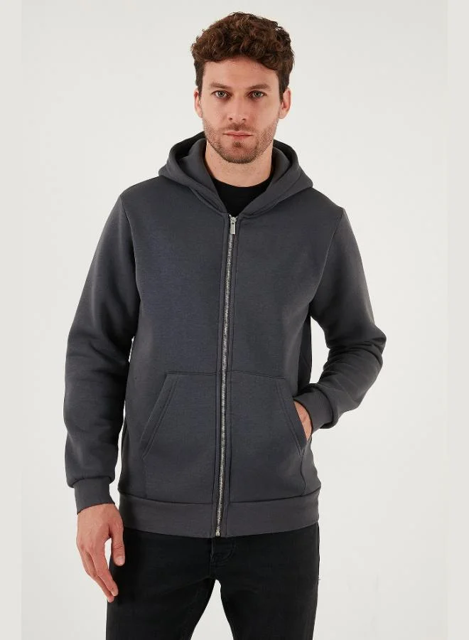 Buratti  Buratti Regular Fit Hooded Zippered Furry Soft Coated Winter Sweat Men's SWEAT 5905340 for Men | Best Price UAE