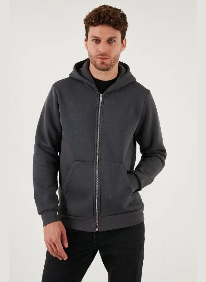 Buratti  Buratti Regular Fit Hooded Zippered Furry Soft Coated Winter Sweat Men's SWEAT 5905340 for Men | Best Price UAE