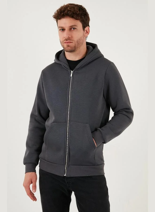 Buratti  Buratti Regular Fit Hooded Zippered Furry Soft Coated Winter Sweat Men's SWEAT 5905340 for Men | Best Price UAE