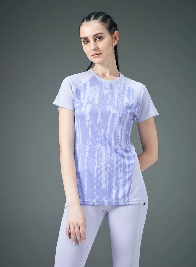 Technosport Technosport Women Blue Printed Slim Fit Top
