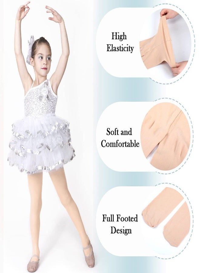 Girls Ballet Tights - 4 Pairs Soft Dance Tights for Toddlers and Kids, Comfortable Elastic Tights for School Uniforms and Costumes, Ballerina Leggings for Ages 6-10 - Image 1