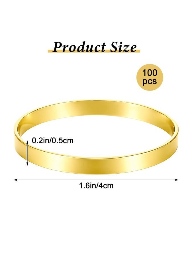 Wanmu 100 Pcs Gold Napkin Rings, Metal Napkin Ring Napkins Holders Buckles, Stylish Napkins Ring Bulk for Table Settings Family Dinner Wedding Christmas Easter Party Dinner Table, Shiny Tables Decor - Image 2