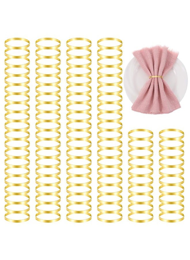 Wanmu 100 Pcs Gold Napkin Rings, Metal Napkin Ring Napkins Holders Buckles, Stylish Napkins Ring Bulk for Table Settings Family Dinner Wedding Christmas Easter Party Dinner Table, Shiny Tables Decor - Image 1