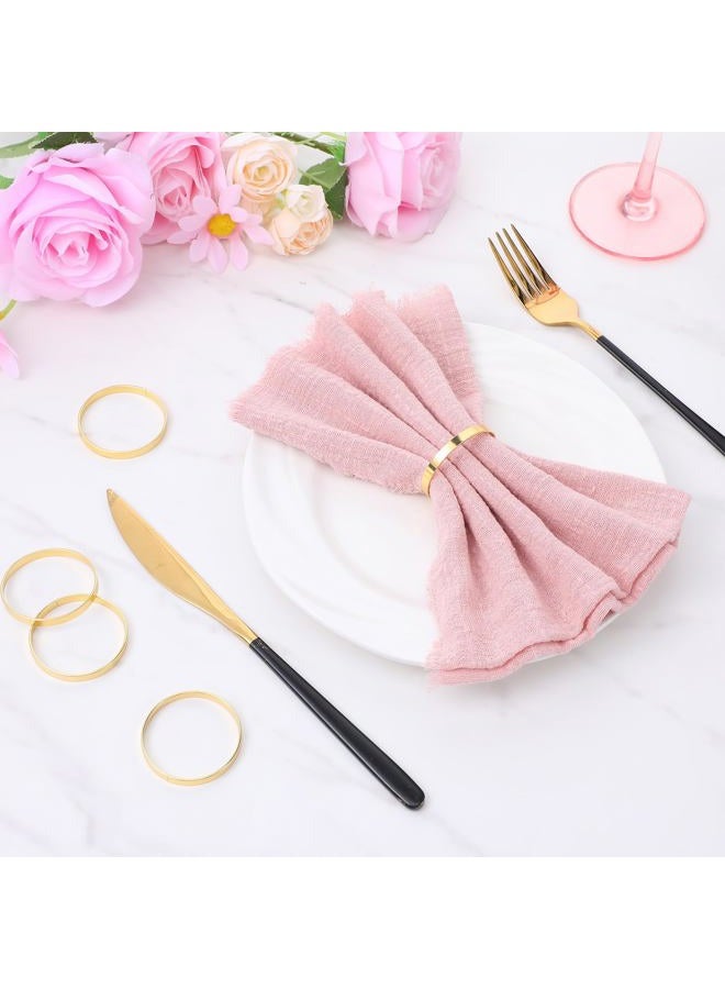 Wanmu 100 Pcs Gold Napkin Rings, Metal Napkin Ring Napkins Holders Buckles, Stylish Napkins Ring Bulk for Table Settings Family Dinner Wedding Christmas Easter Party Dinner Table, Shiny Tables Decor - Image 3