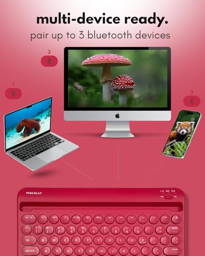 Macally Bluetooth Tablet Keyboard - Multi Device Wireless Keyboard for Phone, iPad mini/Pro, Android - Rechargeable with Built in Stand and Quiet Keys - Image 3