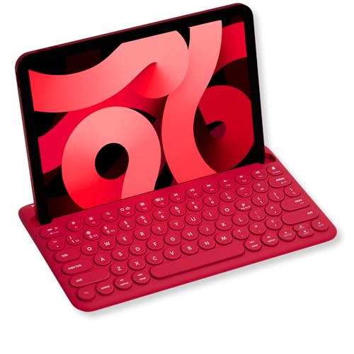 Macally Bluetooth Tablet Keyboard - Multi Device Wireless Keyboard for Phone, iPad mini/Pro, Android - Rechargeable with Built in Stand and Quiet Keys - Image 1