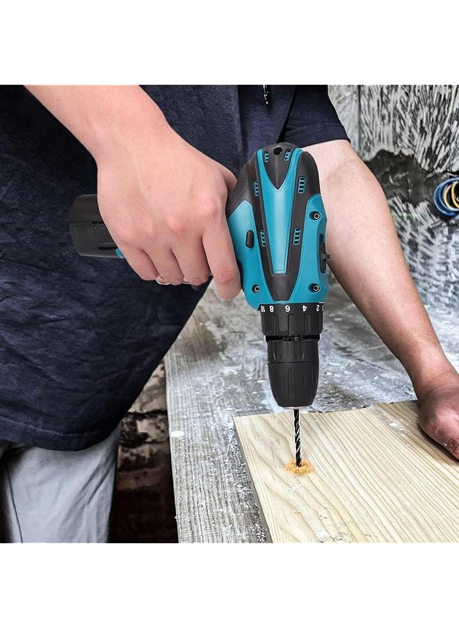 WEMART - 12V Cordless Drill Set Electric Drill With Battery And Charger Home Power Drill 3 8 Inch Keyless Chuck 2 Variable Speed 18+1 Position Led Light And 24Pcs Accessories Blue - Image 1