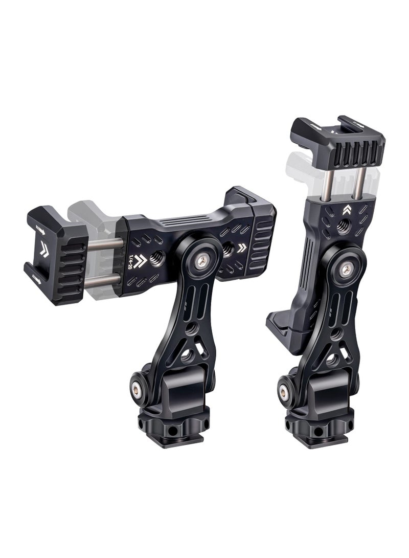 Safe Metal Phone Tripod Mount Double Cold Shoe Hot Holder 360° Adjustable Adapter for iPhone Smartphone DSLR Camera Cage Gimbal Stabilizer Vlog - Image 1