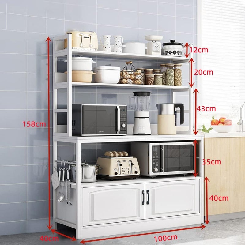 JANTENS Multipurpose Storage Cabinet Coffee Corner Kitchen Sideboard Coffee Food Storage Cabinet White 100 * 40 * 158cm - Image 2