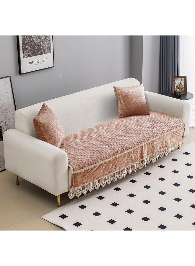HOKIPO Premium Dutch Velvet Anti Slip Sofa Seat Mat for 3+2 Seater and 1/2/3 Seater Sofa. Make Your Own Sofa Cover Set, Mat Length 90 cm, Light Brown (AR-4951-LBR) - Image 1