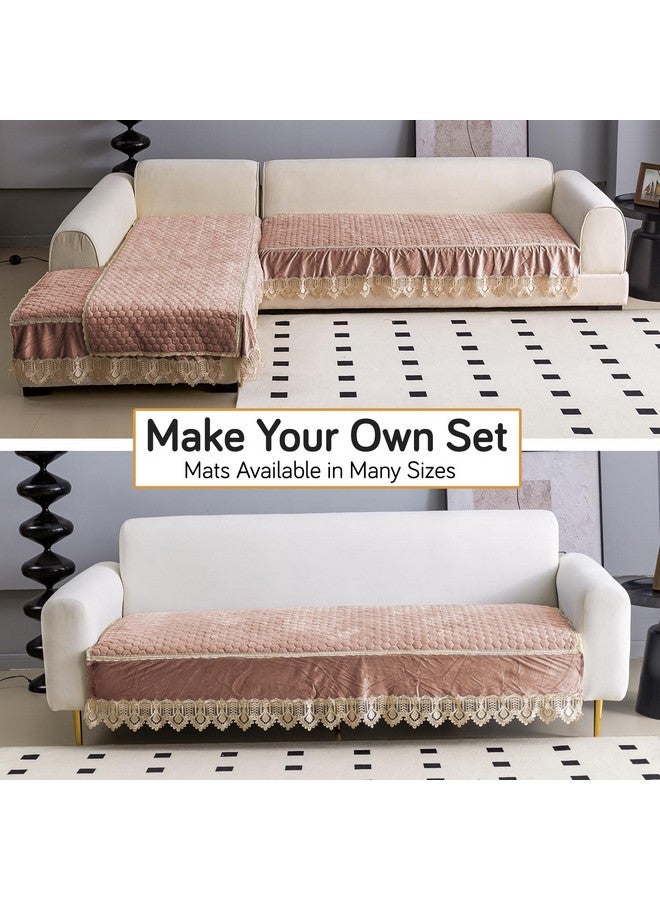 HOKIPO Premium Dutch Velvet Anti Slip Sofa Seat Mat for 3+2 Seater and 1/2/3 Seater Sofa. Make Your Own Sofa Cover Set, Mat Length 90 cm, Light Brown (AR-4951-LBR) - Image 3