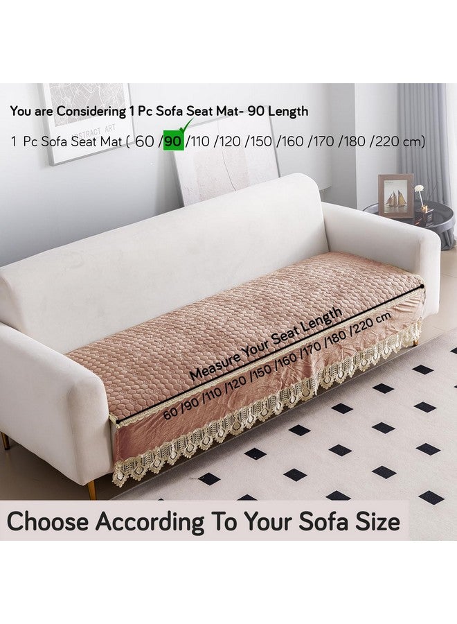 HOKIPO Premium Dutch Velvet Anti Slip Sofa Seat Mat for 3+2 Seater and 1/2/3 Seater Sofa. Make Your Own Sofa Cover Set, Mat Length 90 cm, Light Brown (AR-4951-LBR) - Image 4