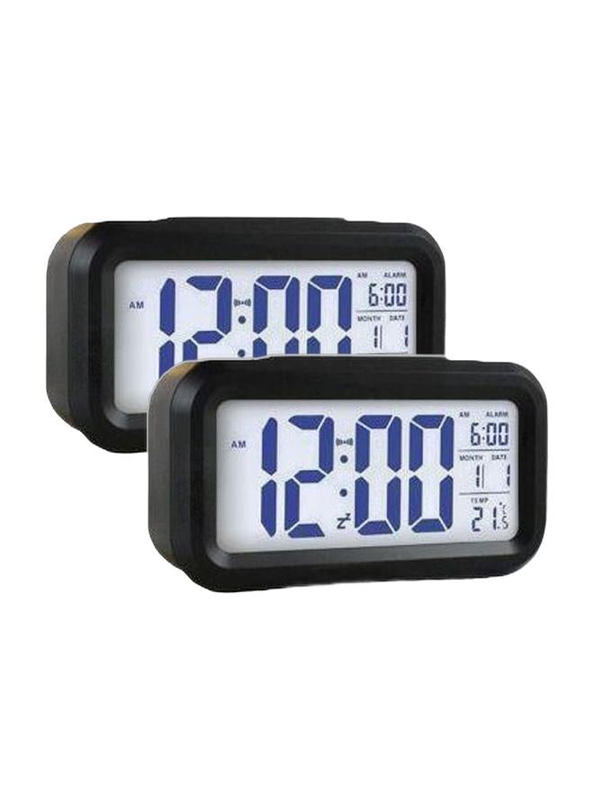 Digital Alarm Clock Led Light Control Backlight Time Calendar Thermometer Black 13.5x7.5x4.5cm Bundle - Image 1