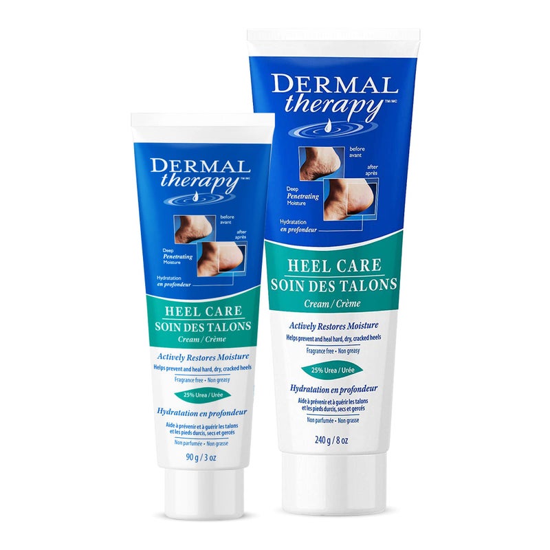 Dermal Therapy Heel Care Cream - Moisturizing Treatment that Repairs and Heals Dry, Rough, Cracked Heels and Feet | 25% Urea and 6% Alpha Hydroxy Acids (3oz+8oz Bundle) - Image 1