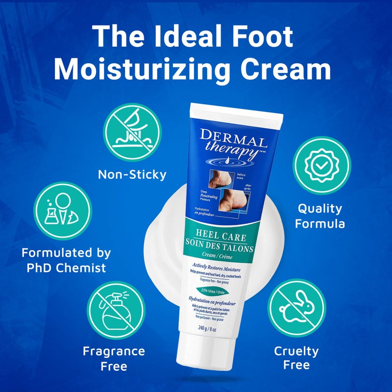 Dermal Therapy Heel Care Cream - Moisturizing Treatment that Repairs and Heals Dry, Rough, Cracked Heels and Feet | 25% Urea and 6% Alpha Hydroxy Acids (3oz+8oz Bundle) - Image 5