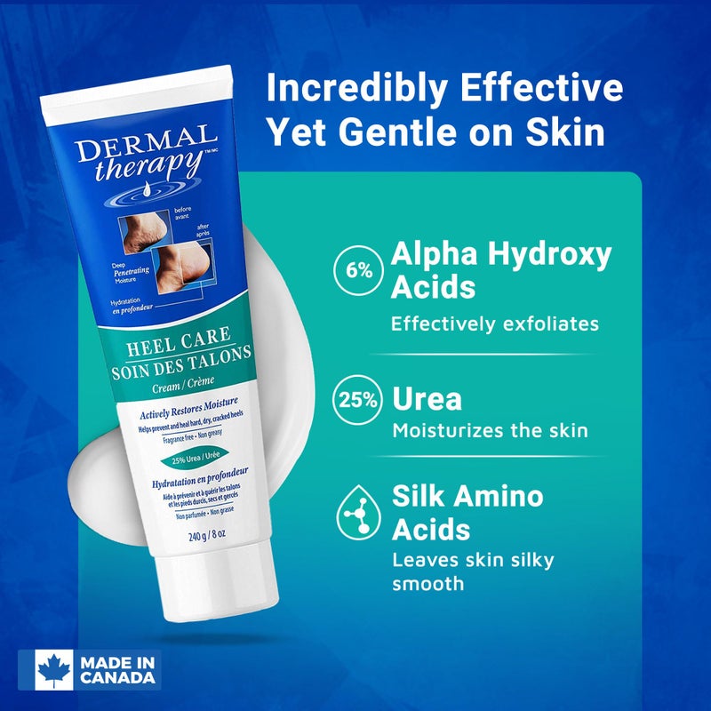 Dermal Therapy Heel Care Cream - Moisturizing Treatment that Repairs and Heals Dry, Rough, Cracked Heels and Feet | 25% Urea and 6% Alpha Hydroxy Acids (3oz+8oz Bundle) - Image 3