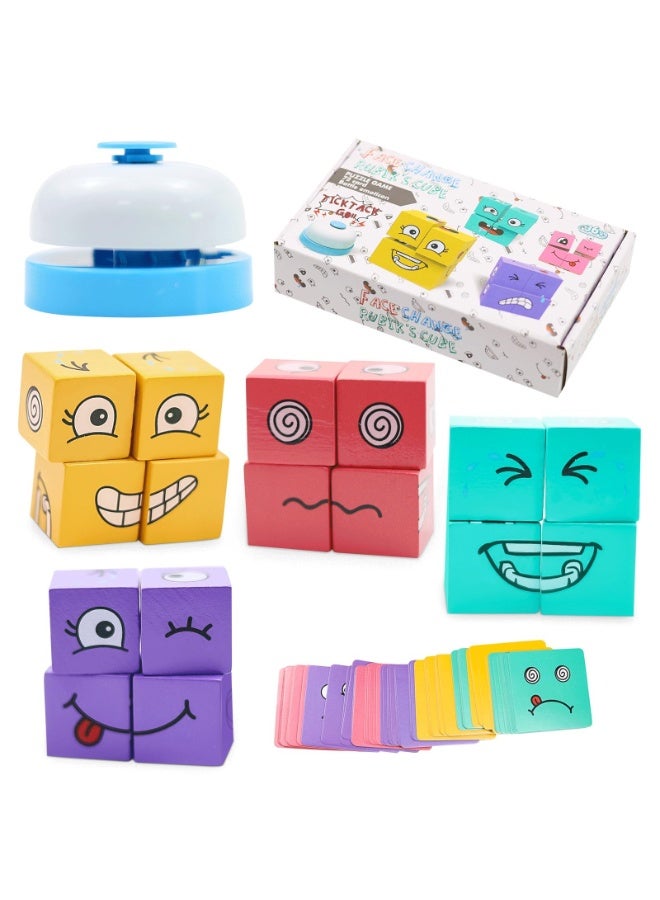OSHIMA Wooden 3D Puzzle Face Changing Cube Game, Face Changing Magic Cube Game Interaction Toy Emoji Game Educational Puzzles, Toy Board Games Matching Game for Children Thinking Kids Christmas Birthday - Image 1