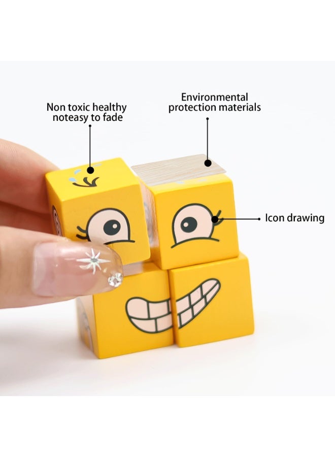 OSHIMA Wooden 3D Puzzle Face Changing Cube Game, Face Changing Magic Cube Game Interaction Toy Emoji Game Educational Puzzles, Toy Board Games Matching Game for Children Thinking Kids Christmas Birthday - Image 3