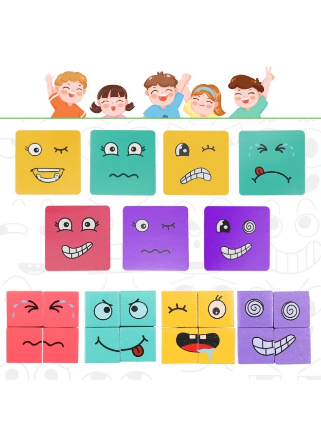 OSHIMA Wooden 3D Puzzle Face Changing Cube Game, Face Changing Magic Cube Game Interaction Toy Emoji Game Educational Puzzles, Toy Board Games Matching Game for Children Thinking Kids Christmas Birthday - Image 4
