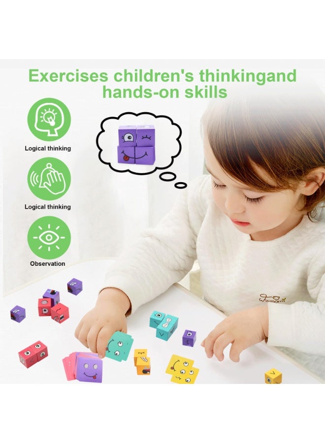 OSHIMA Wooden 3D Puzzle Face Changing Cube Game, Face Changing Magic Cube Game Interaction Toy Emoji Game Educational Puzzles, Toy Board Games Matching Game for Children Thinking Kids Christmas Birthday - Image 5