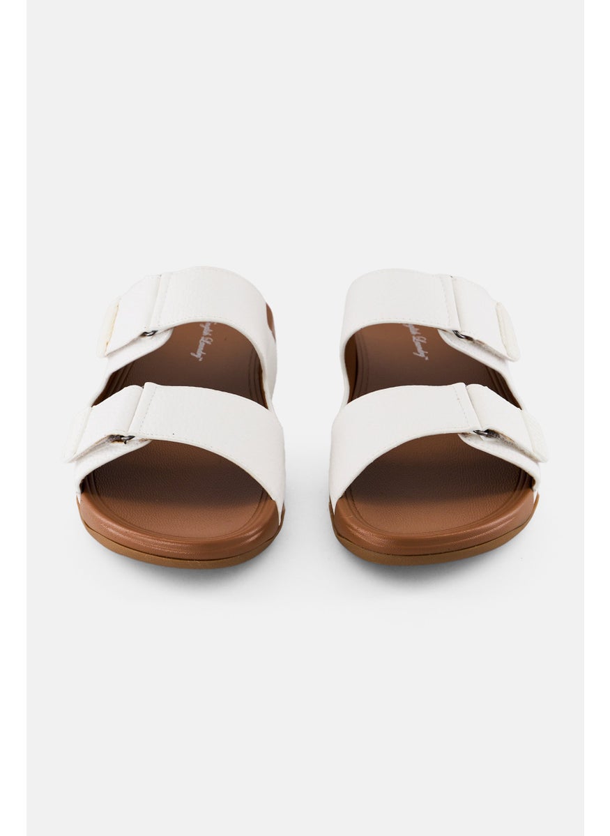 English Laundry Men 2 Strap Slip On Arabic Sandals, White  - Image 2