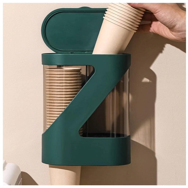 Styxon Wall-Mounted Disposable Cup Dispenser with Dustproof Cover Self Adhesive Pull Type Double Tube Water Paper Cup Holder Wall Mount Cup Rack for Home & Kitchen - Random Color - Image 3