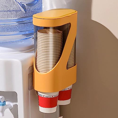 Styxon Wall-Mounted Disposable Cup Dispenser with Dustproof Cover Self Adhesive Pull Type Double Tube Water Paper Cup Holder Wall Mount Cup Rack for Home & Kitchen - Random Color - Image 1