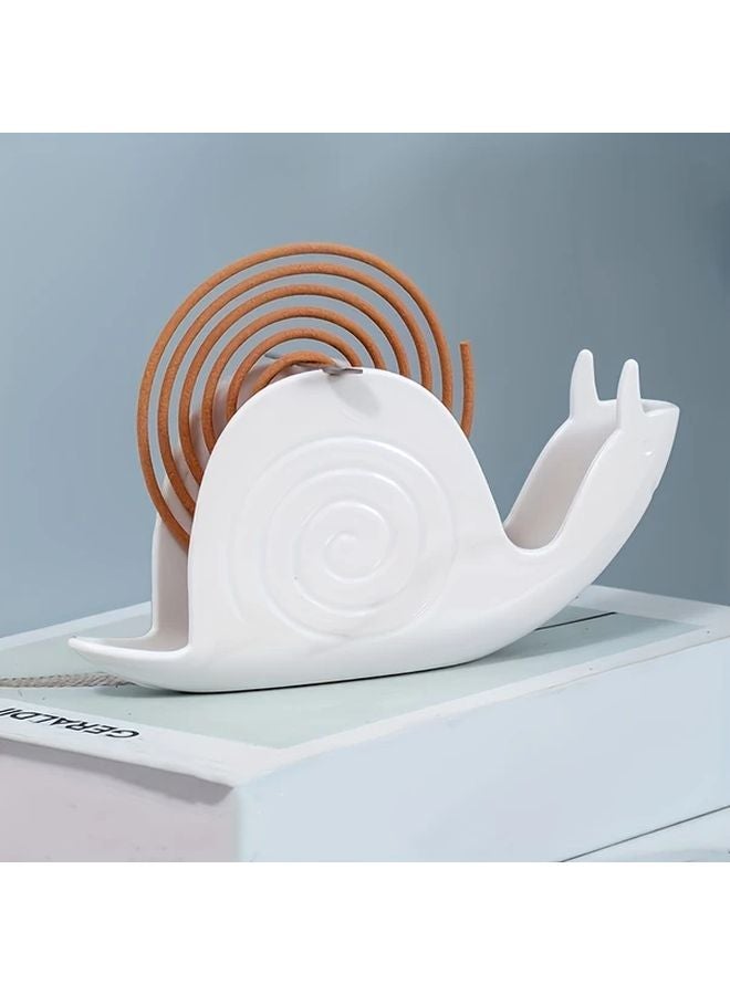 White Snail Shaped Mosquito Repellent Coil Holder Fireproof Plastic Home Decor - Image 1