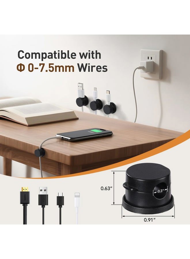 AGPtek 8 Pack Magnetic Cable Clips, Upgraded 360° Rotatable Cord Holder Clips Desk Cord Organizer Adhesive Wire Management for Nightstand Office Phone Charging Cords USB Cable Keeper (Black) - Image 4