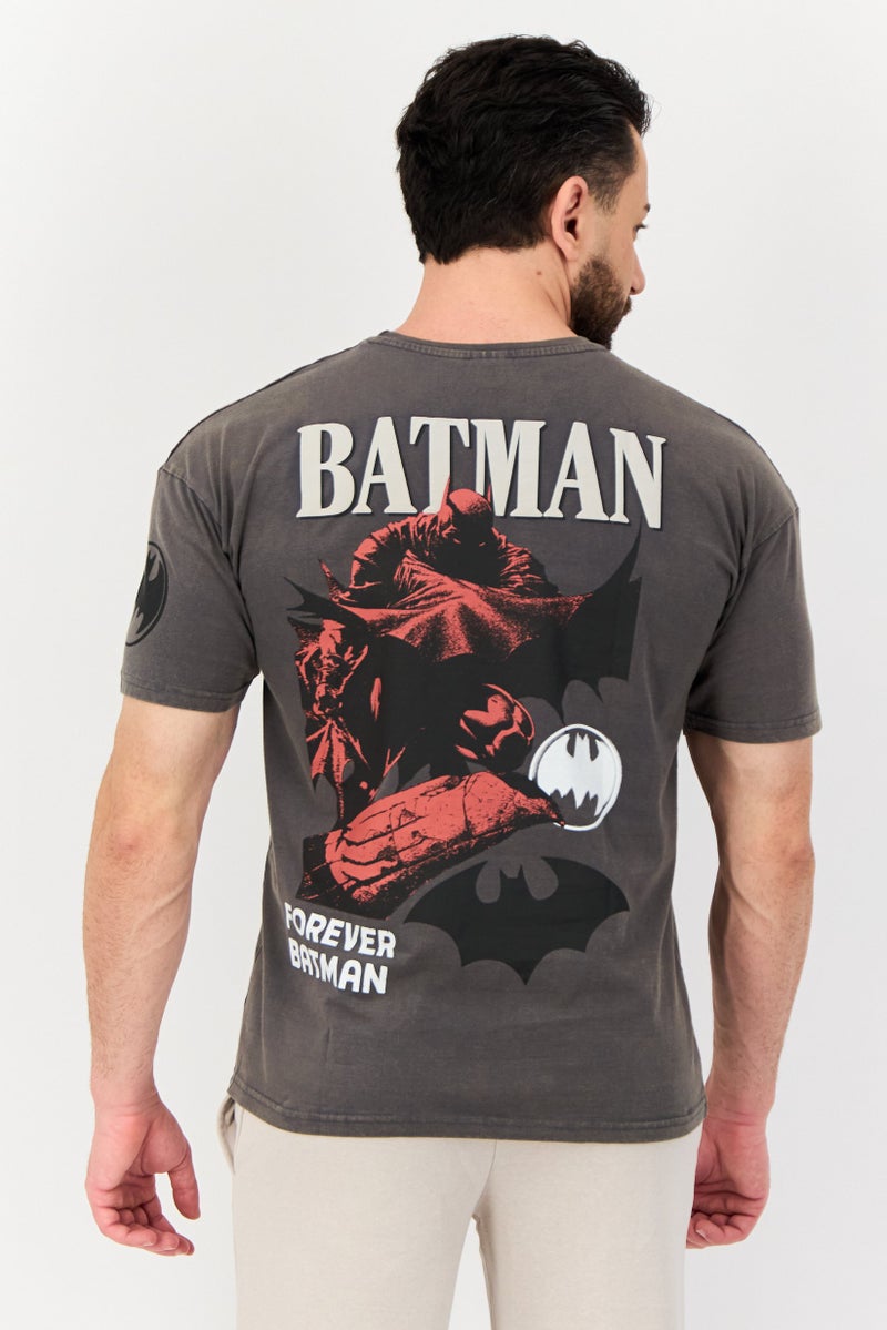 Batman Men Crew Neck Short Sleeve Graphic Print T-Shirt, Grey - Image 3