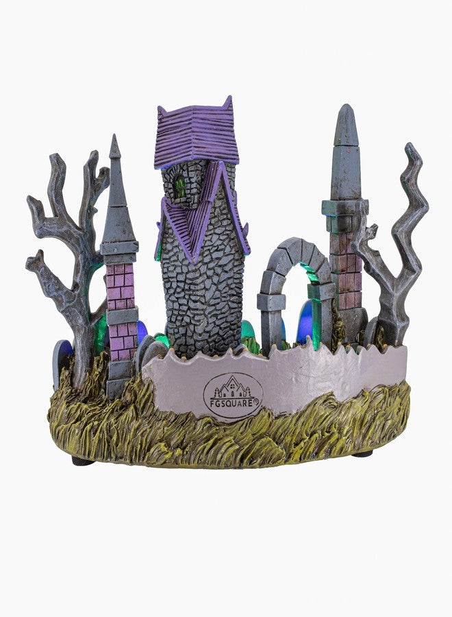 FG Square Cemetery Yard Graveyard Grave Theme Spooky Halloween Village Colorful LED Lights 9.25"x 5" x 6.25" - Image 4