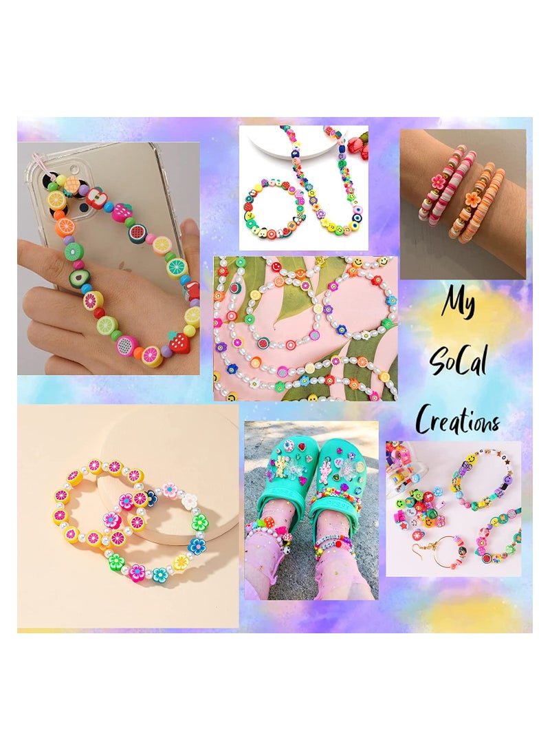 SOLARAE Clay Beads Bracelet Making Kit, Beads DIY Set Handmade Necklace Earring Phone Charm with Pearls Smiley Face Letter for Girls Kids Adults - Image 4