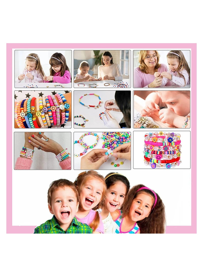 SOLARAE Clay Beads Bracelet Making Kit, Beads DIY Set Handmade Necklace Earring Phone Charm with Pearls Smiley Face Letter for Girls Kids Adults - Image 3