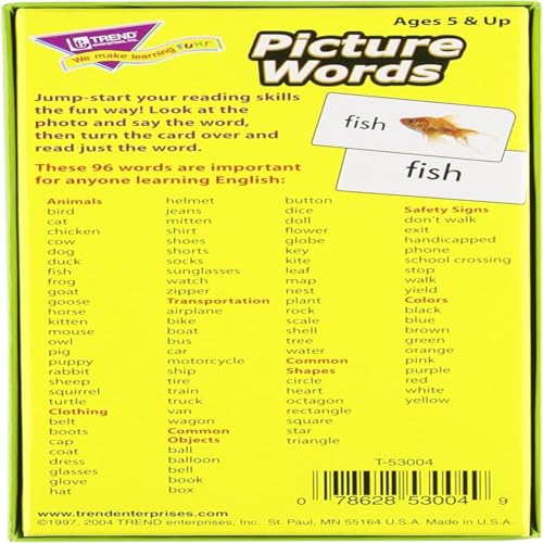 Trend Enterprises: Picture Words Skill Drill Flash Cards, Content-Rich Self-Checking Cards to Practice and Master, Great for Skill Building, 96 Cards Included, Ages 5 and Up - Image 3