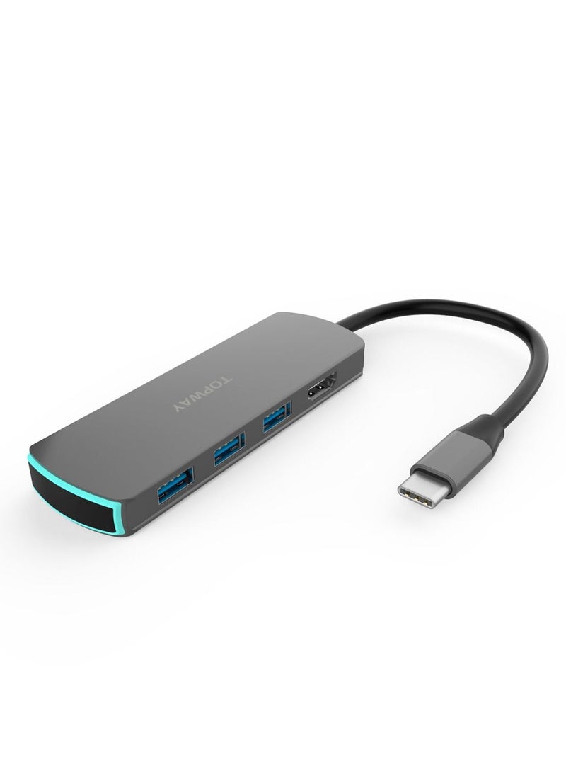 TOPWAY USB C Hub,8 In 1 Type C Adapter With 4K HDMI Port,1 PD Quick Charge Port,3 USB 3.0 Ports,SD & TF Card Slots And 3.5 mm Headphone Audio Jack  - Image 1