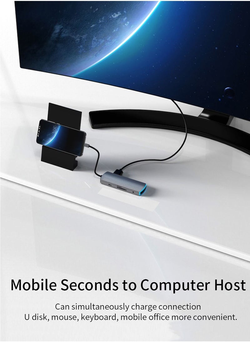 USB C Hub,8 In 1 Type C Adapter With 4K HDMI Port,1 PD Quick Charge Port,3 USB 3.0 Ports,SD & TF Card Slots And 3.5 mm Headphone Audio Jack
