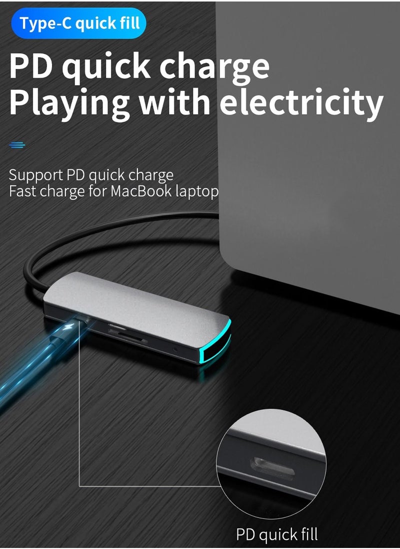 USB C Hub,8 In 1 Type C Adapter With 4K HDMI Port,1 PD Quick Charge Port,3 USB 3.0 Ports,SD & TF Card Slots And 3.5 mm Headphone Audio Jack