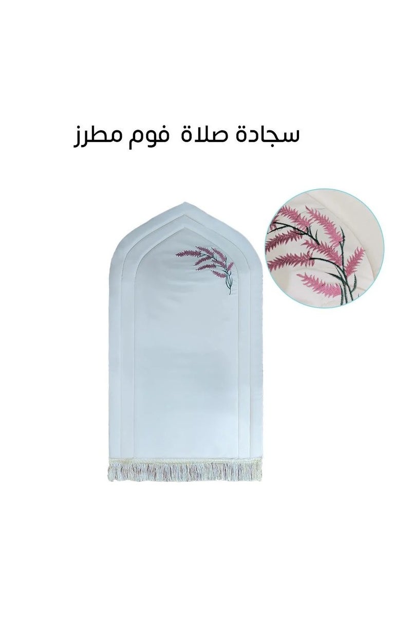 Prayer mat set in the shape of a mihrab, filled with 2cm thick foam padding, with a prayer robe featuring side ties and pleats - Maroon - Image 3