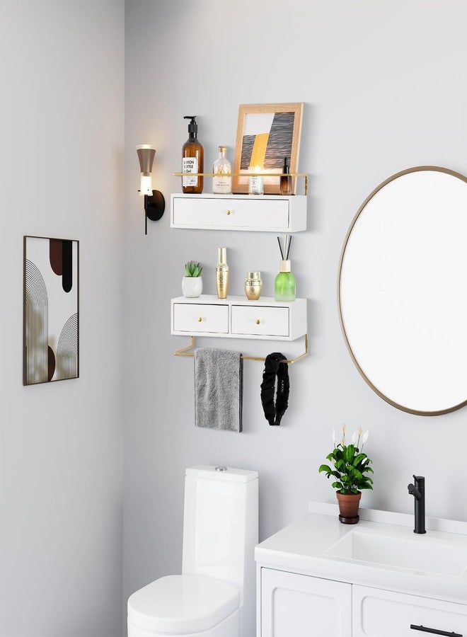 Dreampossible Floating Shelves With Drawers Set of 2 - Wall Mounted Storage for Bathroom, Living Room, Kitchen - Rustic Wood Wall Decor for Plants, Books - Image 5