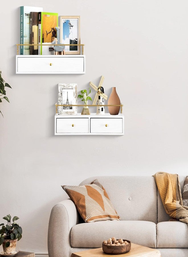 Dreampossible Floating Shelves With Drawers Set of 2 - Wall Mounted Storage for Bathroom, Living Room, Kitchen - Rustic Wood Wall Decor for Plants, Books - Image 4