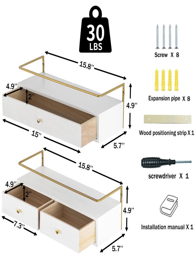 Dreampossible Floating Shelves With Drawers Set of 2 - Wall Mounted Storage for Bathroom, Living Room, Kitchen - Rustic Wood Wall Decor for Plants, Books - Image 3