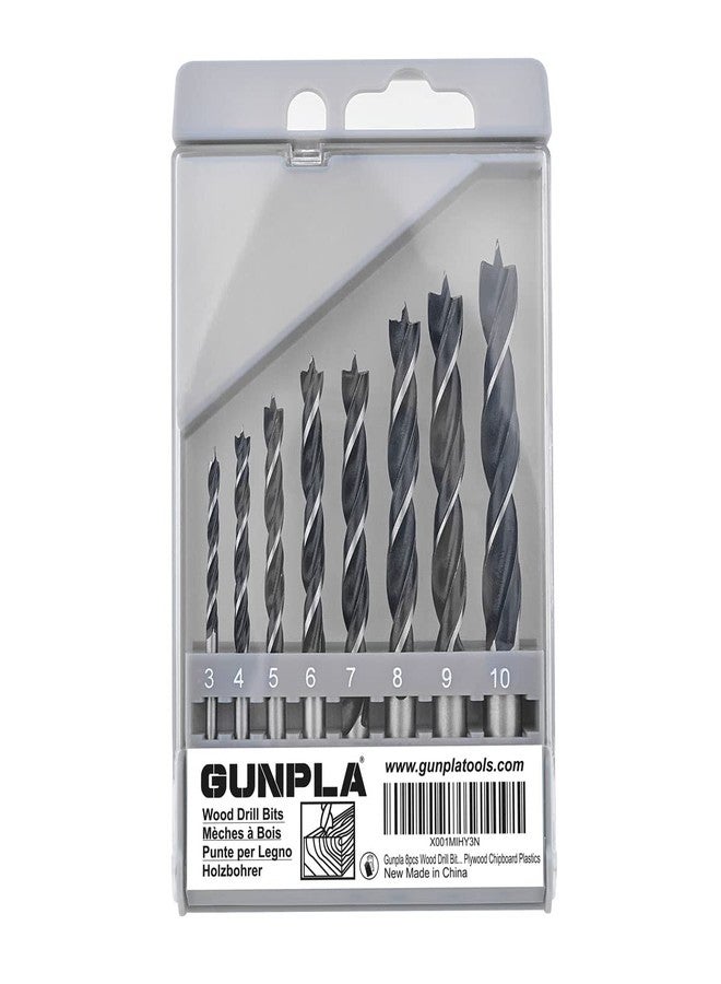 Gunpla 8pcs Wood Drill Bits Set, Carbon Steel Twist Brad Point Drill Bits Woodworking Bore Holes Durable Drilling Tools Kit with Storage Case for Wooden Plywood Chipboard Plastics - Image 1