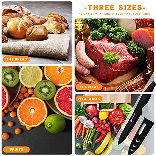 Magiware 6-Piece Paring Knife Set with Sheaths-Ceramic Blade Sharp Rust Proof Stain Resistant (include 5inch Utility Knife, 4inch Fruit Knife,3inch Paring Knife)-Black (win0529) - Image 4
