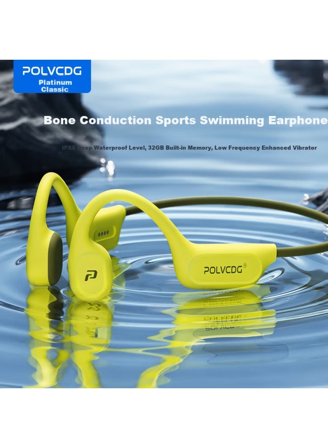 Polvcdg X9 Bone Conduction Swimming Headphones, Sports Bluetooth Headphones, Open-style Non-in Running Cycling Fitness-specific Waterproof Sweat-resistant Long Battery Life Call Noise Reduction Ear-hook Headphones - Image 1