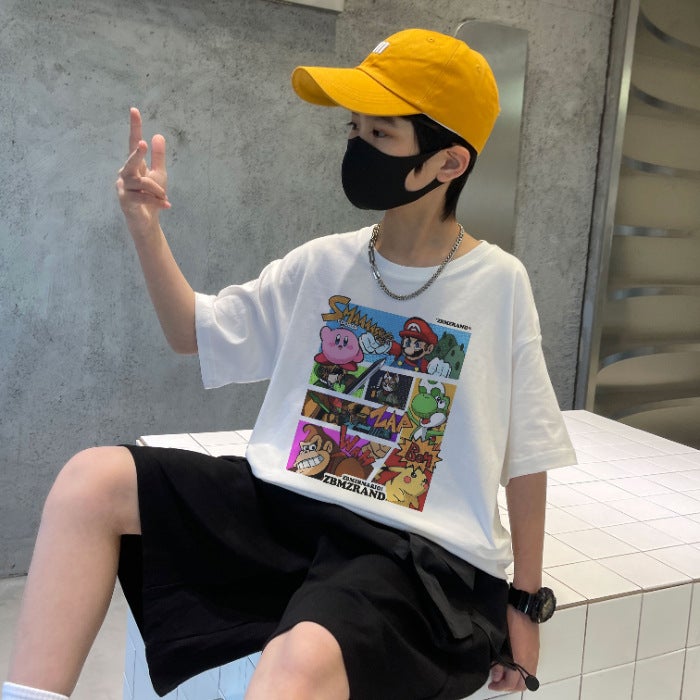 Children'S Clothing Boys' Short-Sleeved T-Shirt 2026 New Style Kidsren'S Boys Summer Clothing Medium And Large Kidsren'S Pure Cotton Half-Sleeved T-Shirt Top Trendy - Image 1