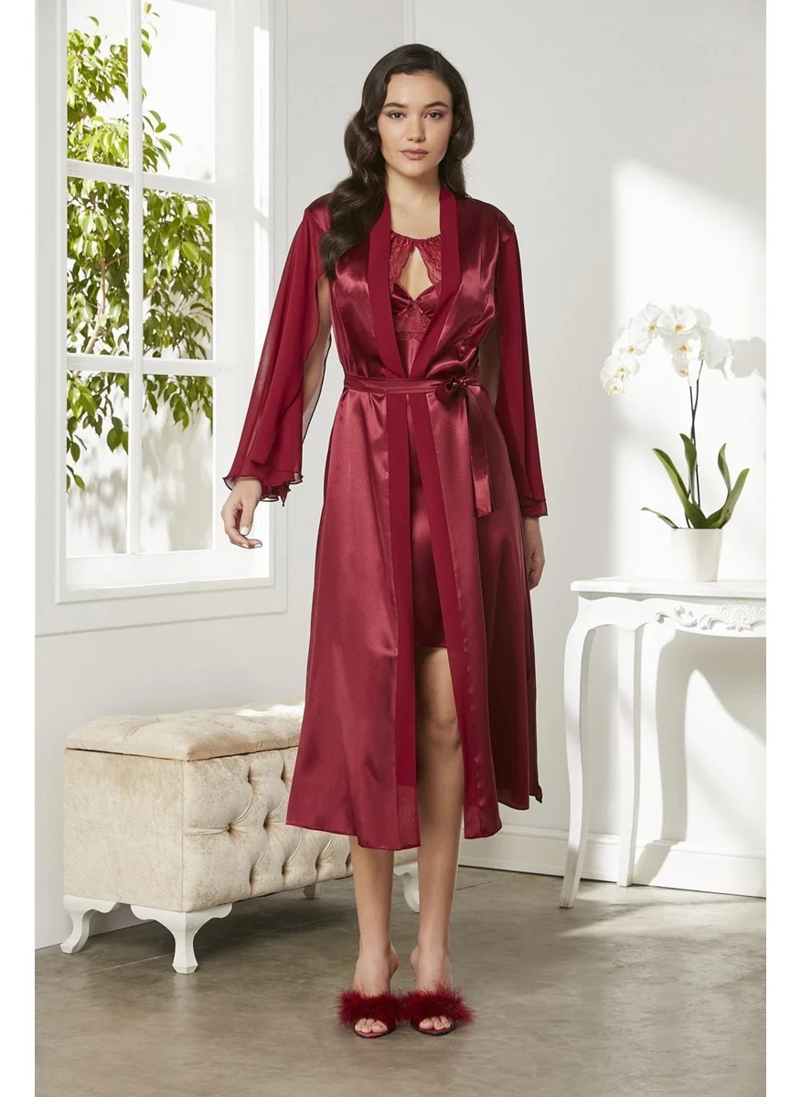 بيير كاردان Satin Lace Nightgown Dressing Gown Set 4375