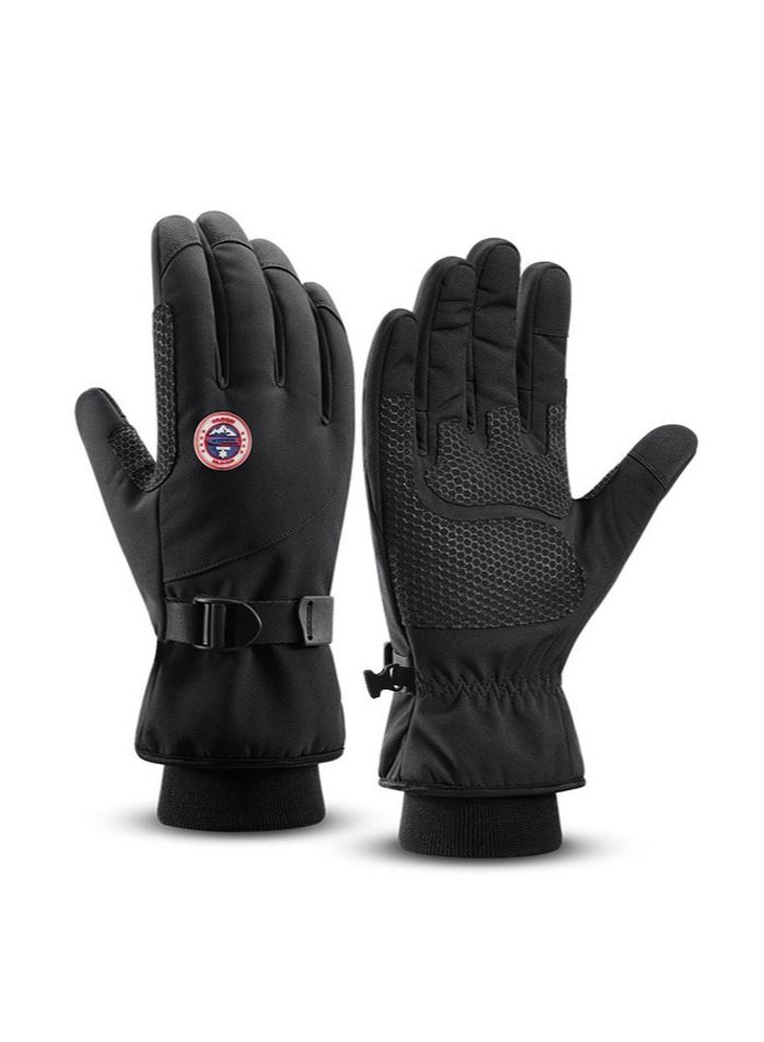 Golovejoy Winter Skiing Men And Women Outdoor Riding Waterproof Non Slip Plush  Thickened Warm Gloves