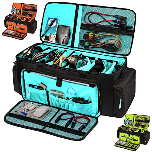 MYBAGZING Dj Cable Bag24 Large Dj Cable File BagDj Cabel Organizer CaseTravel Gig BagDJ Gear Bag for Dj AccessoriesDj Equipment Case with Padded Bottom and Divdiers - Image 1